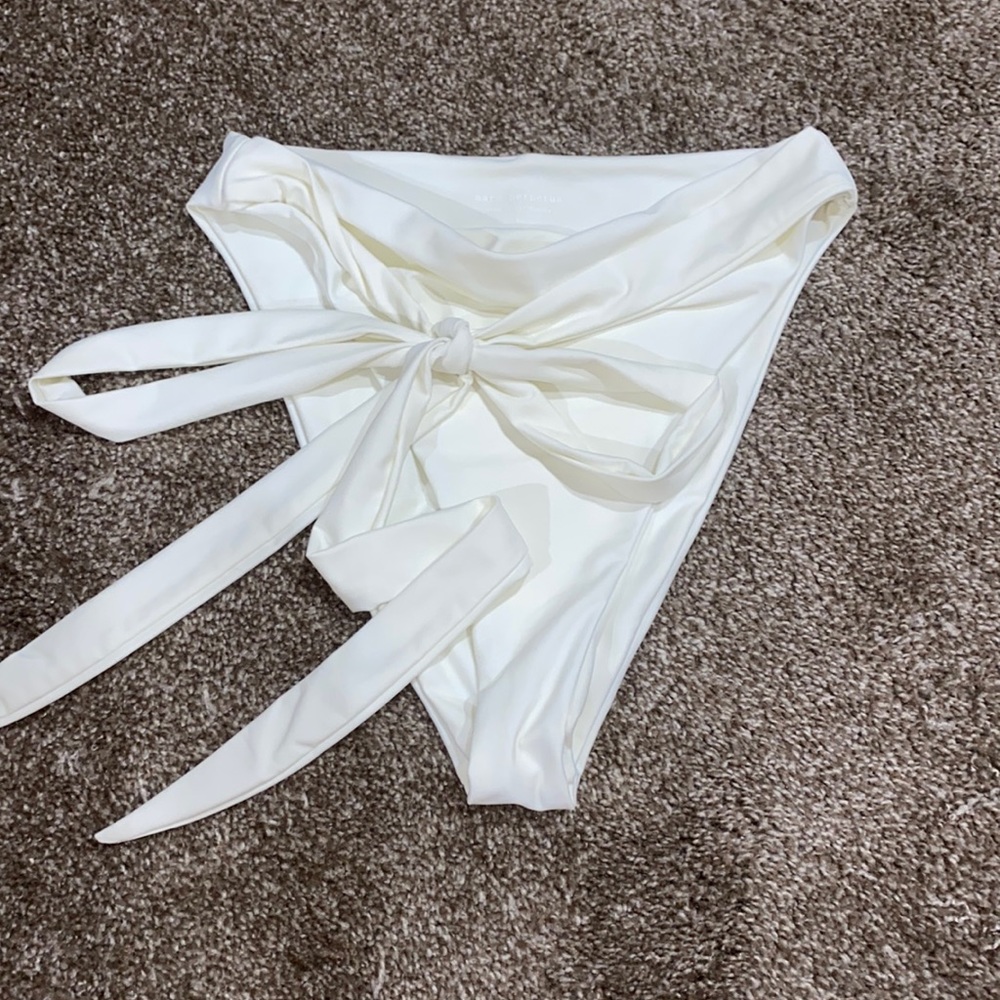 🤍 Free People X Mare Perpetua White Tie Swimsuit Bottoms Size L NWOT